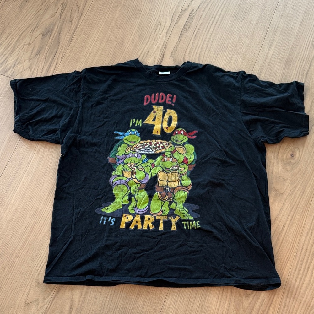 Nickelodeon Black TMNT "Dude! I'm 40" Party Tee